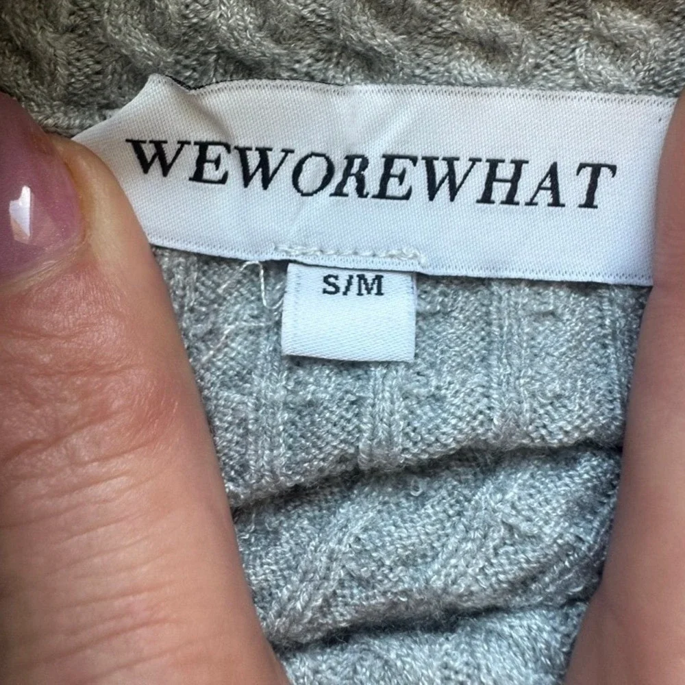 WeWoreWhat Gray Sweater Vest Cable Knit Cropped Chic |‎ S/M
